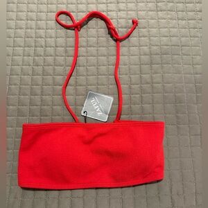 Zaful Red Ribbed Bandeau Bikini Top NWT Size‎ US Size 8